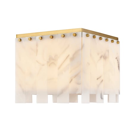 Z-Lite Viviana Flush Mount, 4-Light, 13.25 In.W x 11 In.H, Rubbed Brass/Alabaster 345F13-RB